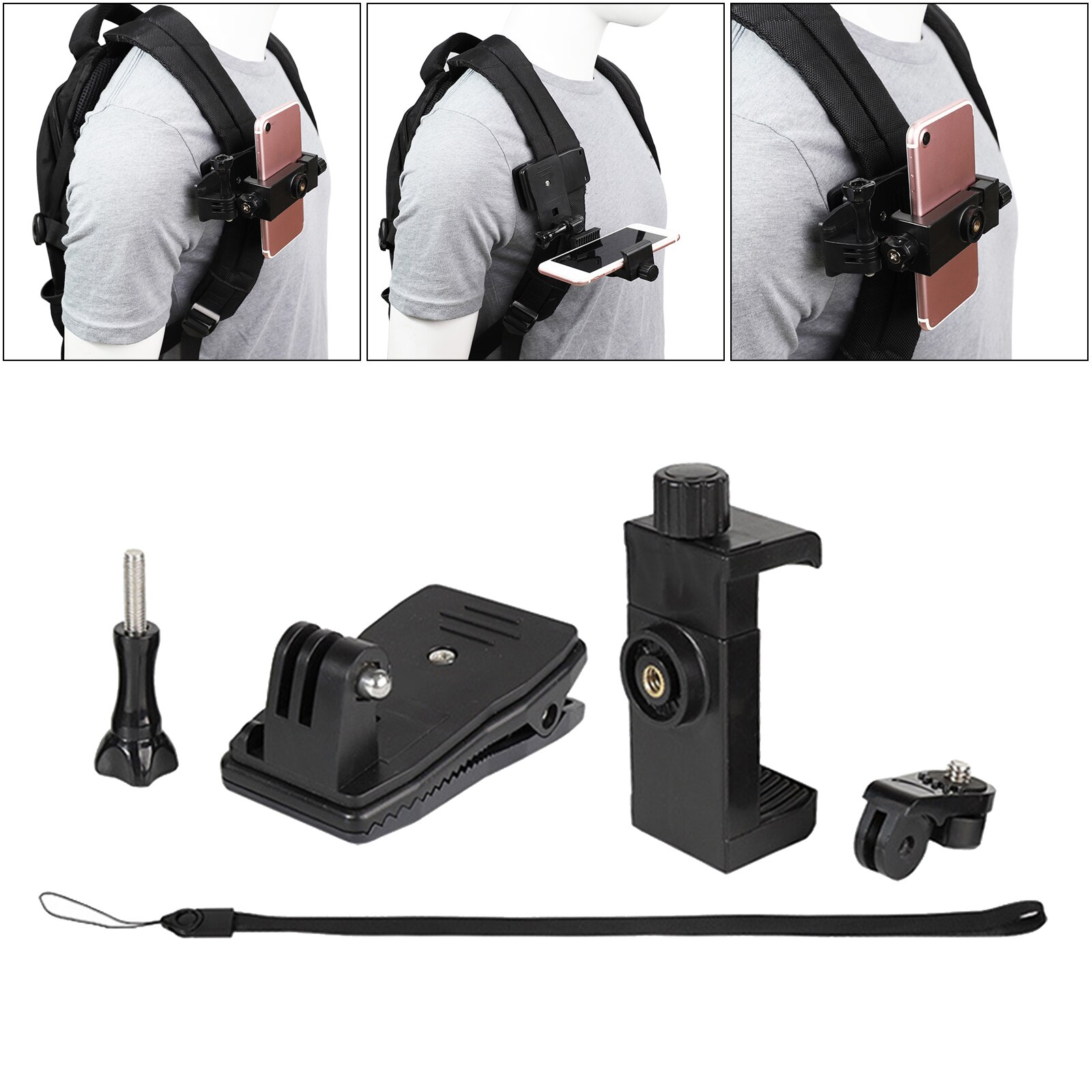 Rugzak Shoulder Strap Mount Houder Telefoon Klem Voor Mobiele Telefoons Max 7": Bundle 1