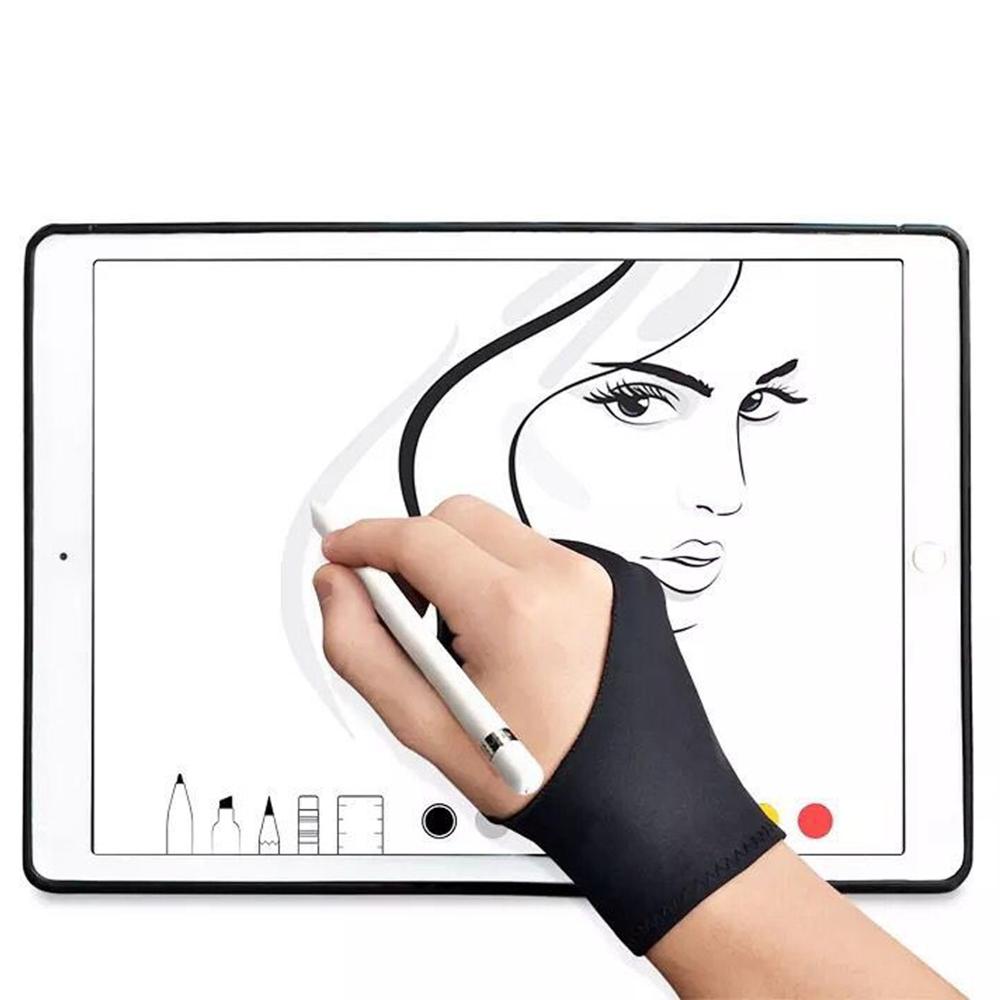 Gants de dessin à 2 doigts pour artiste , Anti-salissure pour tablette graphique, stylo de dessin, taille M, 4 pièces