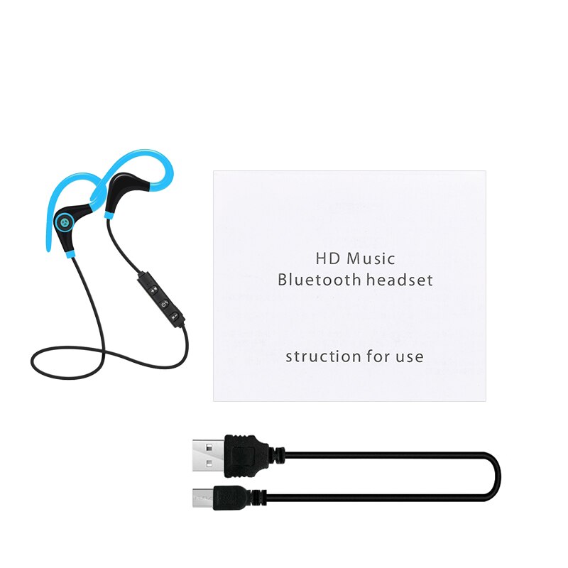 5,0 Mini auricular deportivo inalámbrico Bluetooth llamada con manos libres auriculares estéreo con micrófono auriculares deportivos con gancho para la oreja para IPhone Android: blue