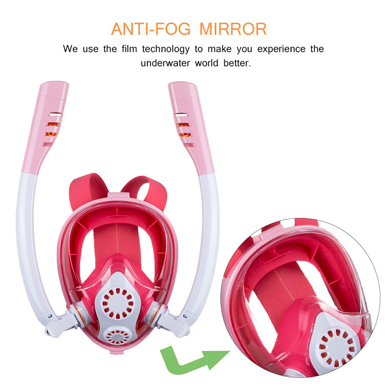 Scuba Diving Mask Full Face for Kids Double Tube Snorkeling Masks Dry Skin Dive Children Swimming Snorkel Diving Equipment