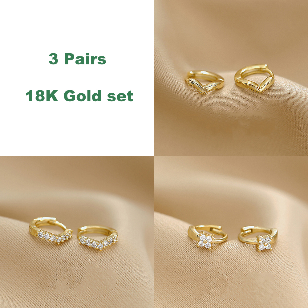 Aros Huggie de acero inoxidable para mujer, aretes pequeños y delicados de Color dorado clásico, joyería minimalista de estilo coreano, pendientes de para mamá: Color amarillo claro