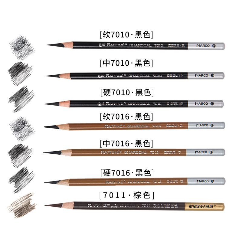 Lápiz de arte negro suave/mediano/duro de carbón blanco de alto brillo, bolígrafo especial para examen de dibujo HB pintado a mano para estudiantes, 3 uds.