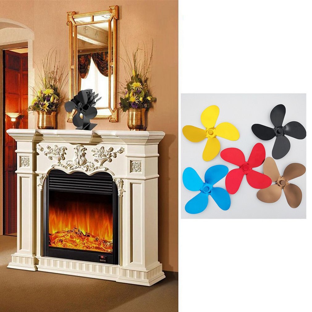 Premium Fireplace Thermodynamic Fan Alumina Fan Blade Ultra Quiet Warm Fireplace Fan Thermal Power Fan 4-Blade Stove Fan
