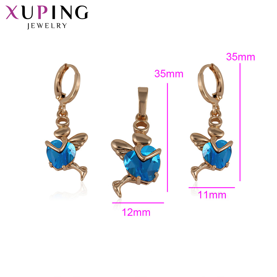 Xuping Luxury Jewelry Sets Angel Love Gold Color Plated Pendants Jewelry for Women S56-64073