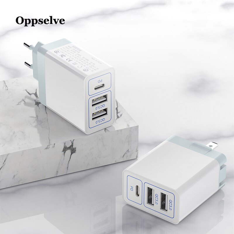 30w -fach usb-schnellladegerät, schnellladefunktion 4.0 , 3.0 typ-c pd schnellladefunktion für iphone 12, 11 x usb-ladegerät,  qc 3.0 handy-ladegerät für huawei