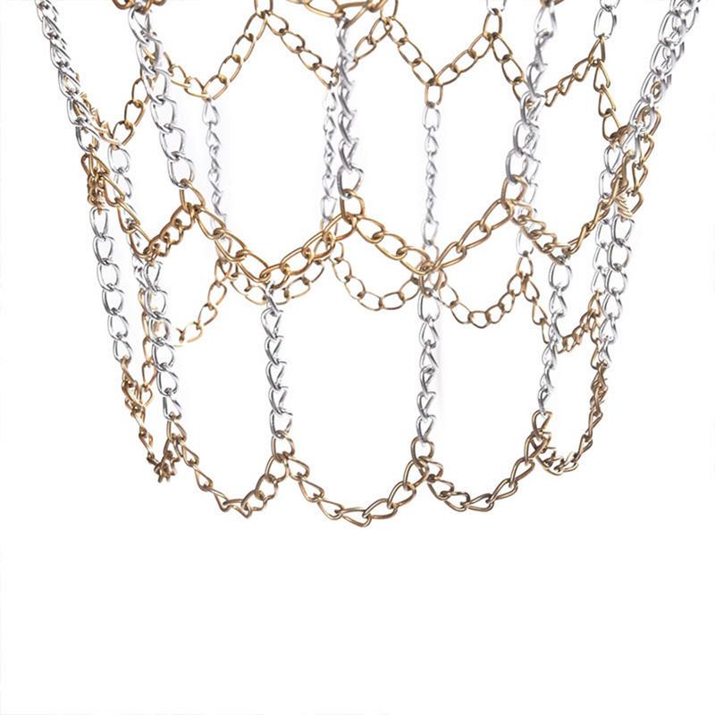 Chain 2Color Basket Net Basketball Tennis Bag Sports Heavy Duty Galvanized Steel Chain Basketball Goal Net Durable Standard Hoop