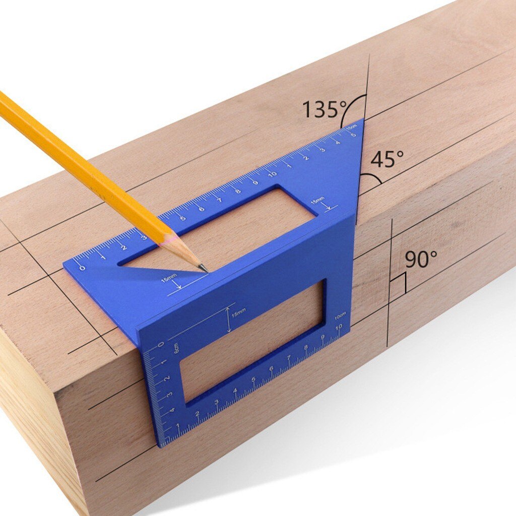 40# Measurement Tool Triangles Square Ruler Aluminum Speed Protractor Miter For Carpenter Tri-square Line Scriber 45/90 Degree: Blue 