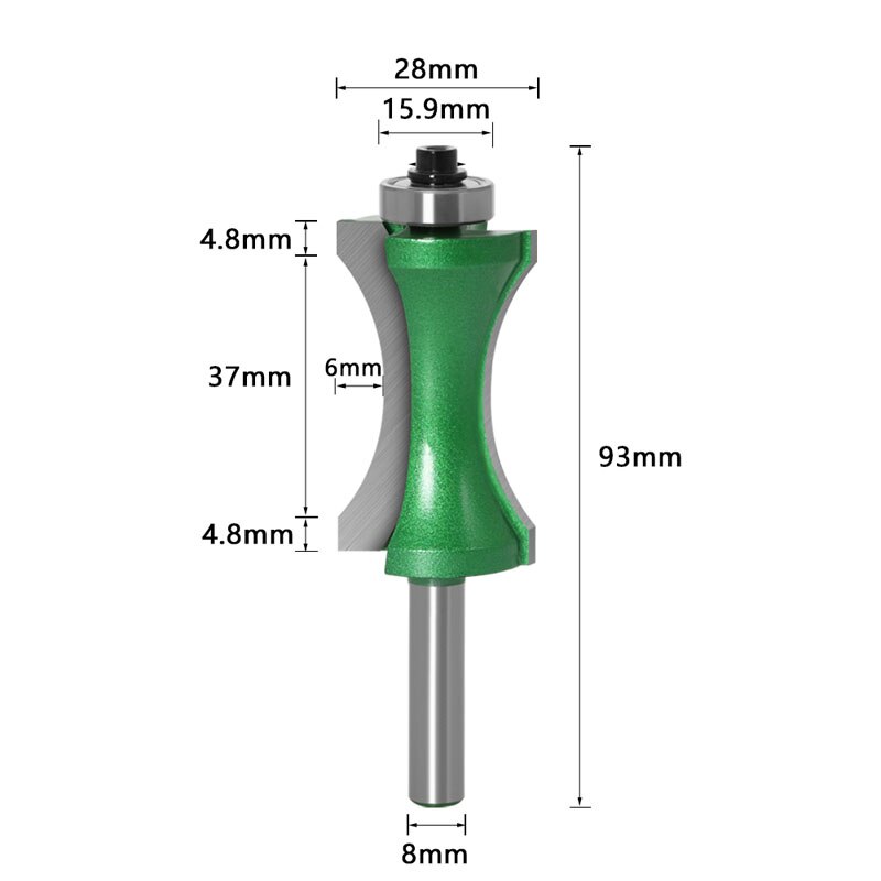 1pc 8mm schacht concaaf radius frezen halfronde industriële kwaliteit frees kantfrees houtbewerkingsgereedschap: Default Title
