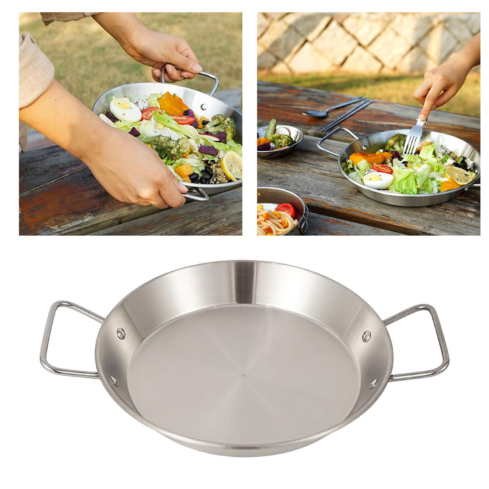 Grill topper wok med handtag utomhus bärbar multifunktionell stekbricka