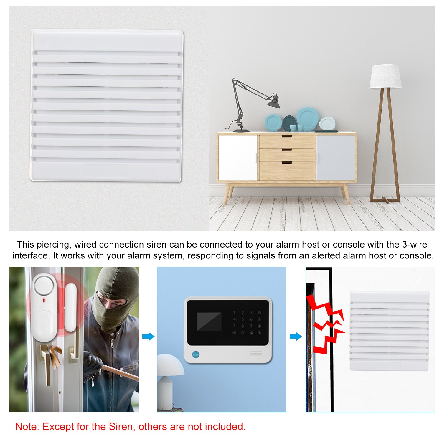 Alarm Siren External Wired Siren 105 dB Prompt Alert Alarm Dual Tone Indoor Siren for Home Security Alarm System