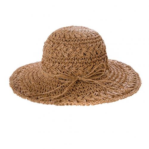 Cappelli da suola estivi per donna cappello pieghevole in paglia lavorato a maglia tutto'uncinetto cappello da donna a tesa larga cappello estivo da donna protezione solare cappello da spiaggia cappelli da suola: Cachi