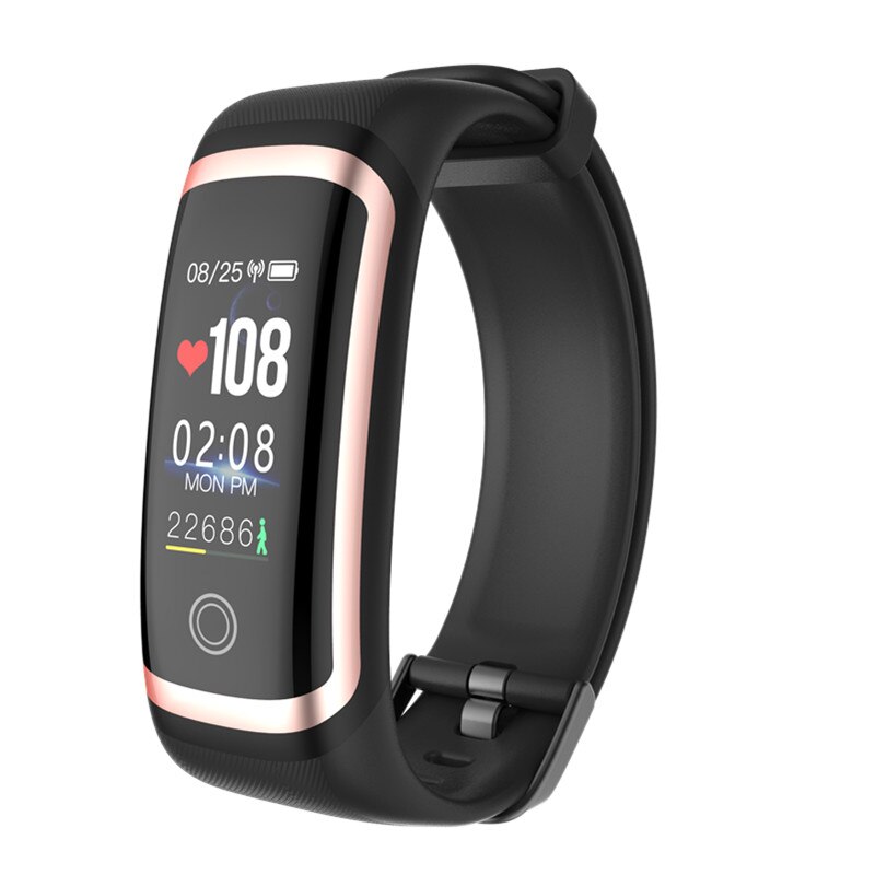 Letike m4 atividade rastreador feminino pulseira inteligente em tempo real dinâmica freqüência cardíaca e monitor de pressão arterial esporte banda preto ajuste masculino: gold black