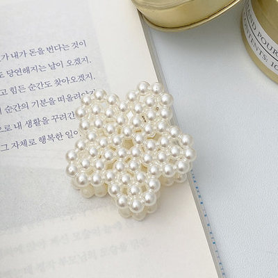 Horquilla geométrica con perlas pequeñas y medianas para mujer y niña, pinzas para el pelo de cangrejo, accesorios para el cabello, novedad de: Rosa
