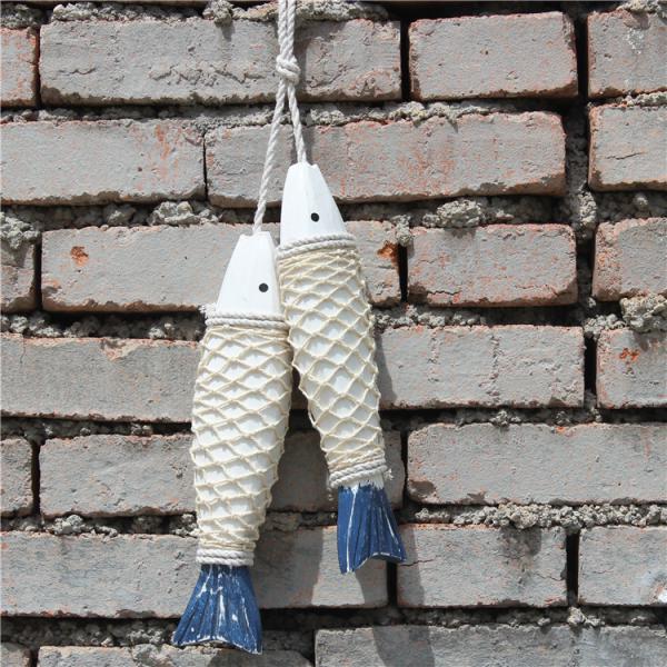 2xChic Coastal Hand Carved Hanging Wood Marine Fish Wall Art Room Decor L