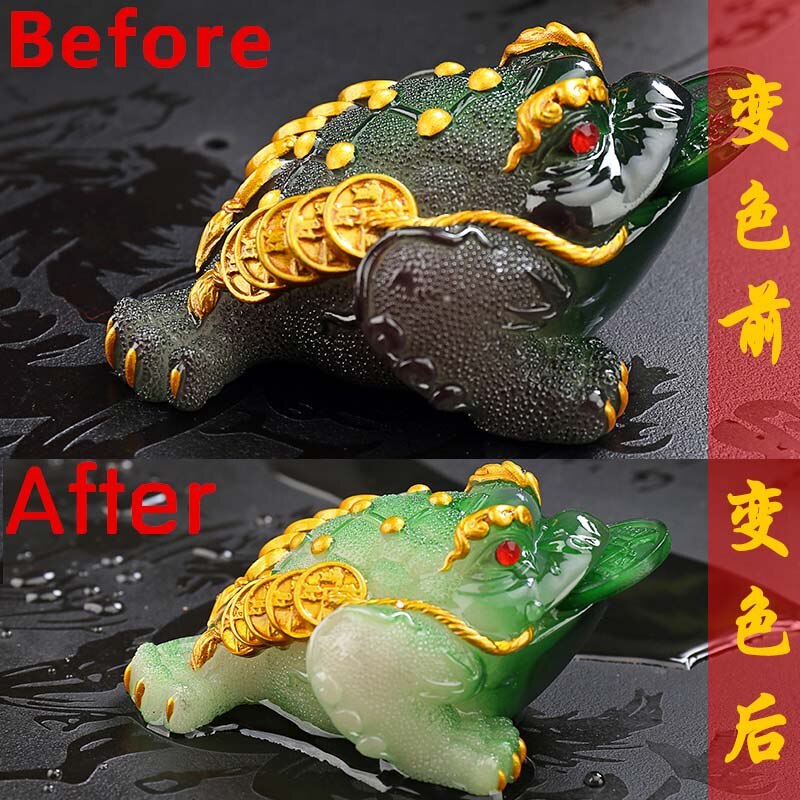 Descoloridos chá Ornamentos Pet Boutique Criativa Sapo Dourado Decoração Bandeja de Chá Sapo Inseto Ornamento Cor Jogo Sapo Chá Pet: A
