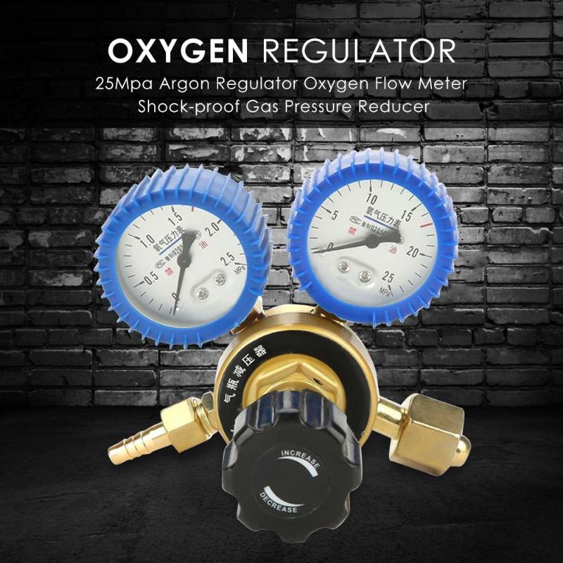 0-25Mpa Argon Lassen Regulator Uitstekende Metalen Zuurstof Flowmeter Shock-proof Gas Drukregulerende Stabiele Uitlaatdruk