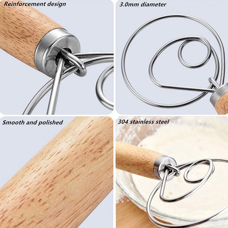 Deense Deeg Garde Brood Mixer,3 Pcs Rvs Nederlandse Garde Voor Cake Dessert Brood Pizza Gebak Keuken Bakken Tool