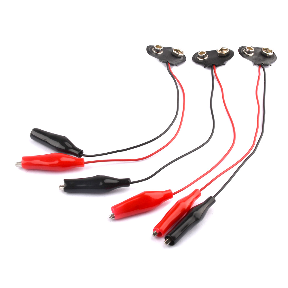 3 stücke 9V Batterie Energie Stecker schnappen Clip Adapter T-typ 9 V Dual Draht Halfter Kabel 9Volt 15cm 9V Batterie Clip Doppel Alligator