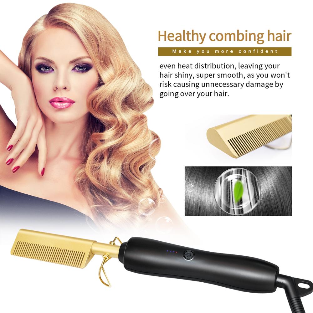 Alisador de cabelo alisamento escova plana ferros aquecimento quente pente cabelo em linha reta styler ondulação curler cabelo pente # wa1