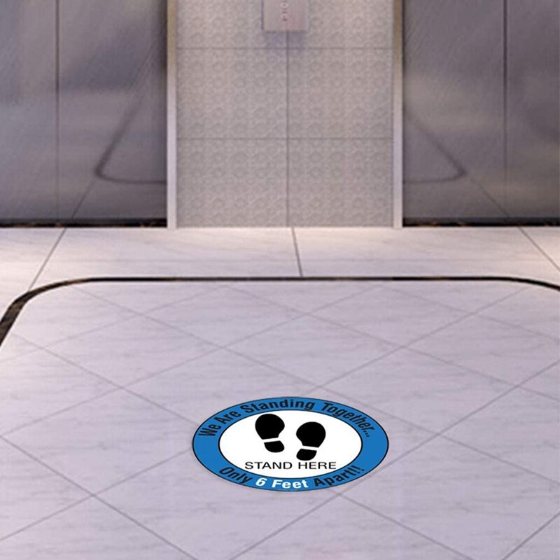 10Pcs Houden Distantiëren Floor Decal Veiligheid Vloer Teken Marker Behouden 6 Voet Afstand Floor Sticker (Blauw)