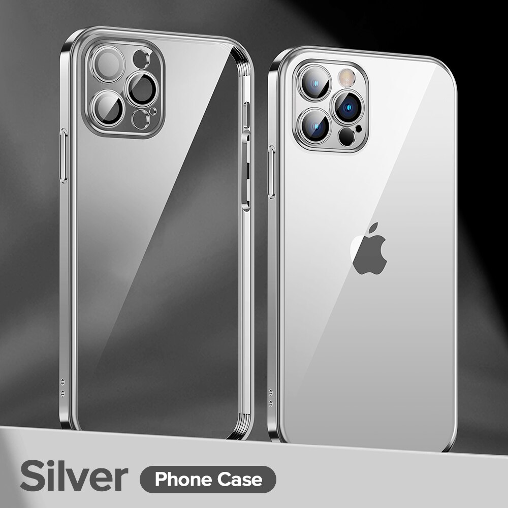 Joyroom-funda chapada para iPhone 12 Pro, cubierta completa de lente a prueba de golpes, suave, trasera de TPU para iPhone 12 Pro Max Mini: For iP 12 Pro Max / Silver