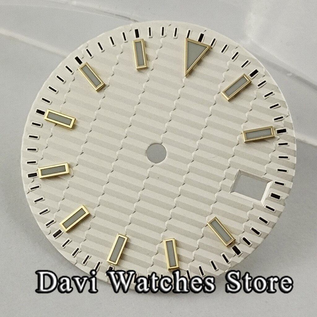 29Mm Steriele Wijzerplaat Blauw/Geel/Zilver Wijzerplaat Blauw Lichtgevende Fit NH35 NH36 Beweging Horloge Gezicht: A1