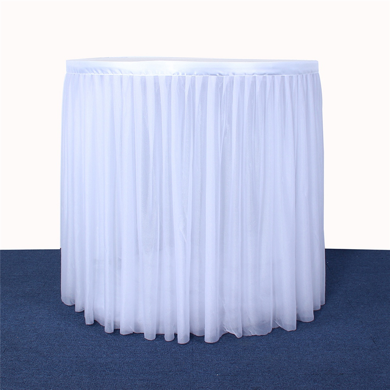 Wit Roze Rechthoek Tafel Rok Tule Tutu Stretch Garen Tafel Decoratie Rok Servies Doek Party Bruiloft Decoratie