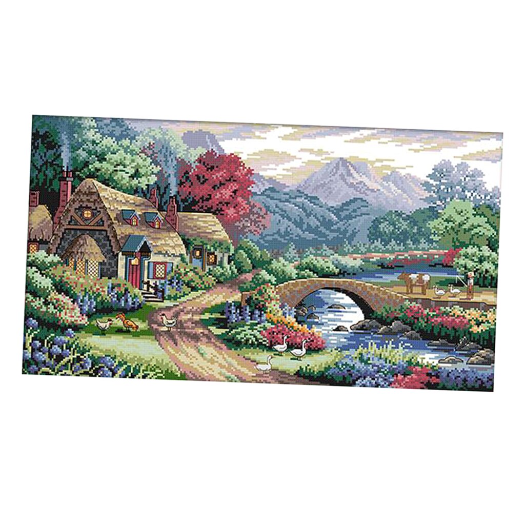 14CT 54x33cm Farm Scene Stamped Cross Stitch Kit Needlework for Beginners