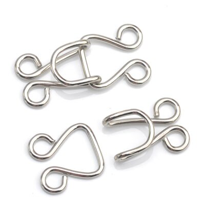 40sets/lot 14# big trousers pant dress skirts hooks metal brass hook / eye nickle, black HE-013: NICKEL