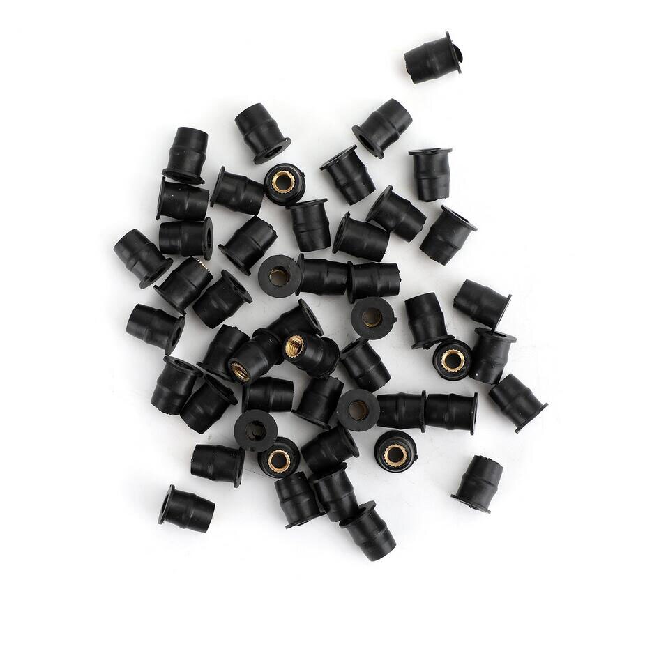 30PCS 50PCS Motorcycle Fairing Screw M5 M6 Dome Well Screws Nuts With Rubber Windscreen Windshield Screws Well Nut Universal