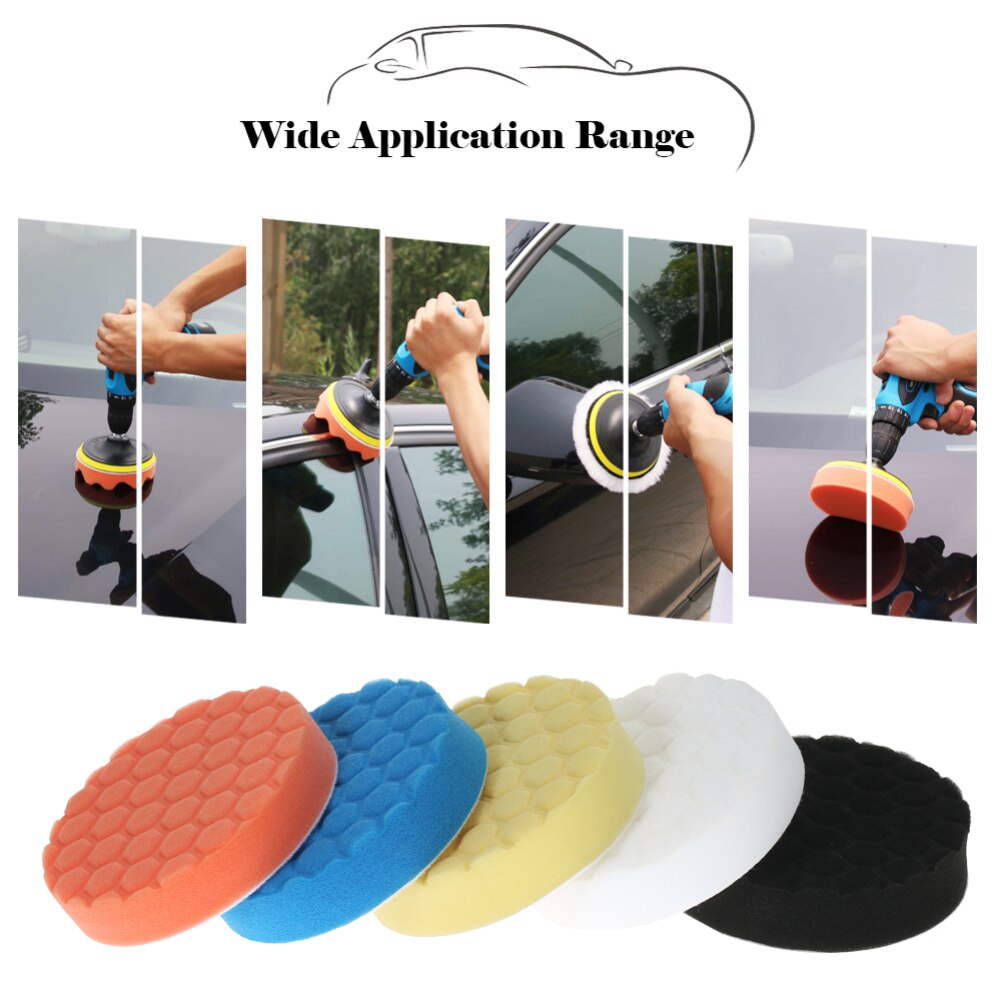 5Pcs/ Set Car Accessories Washing Tools Sponge Pad Circular Plastic Handle for Apply and Remove Wax Auto Care Set