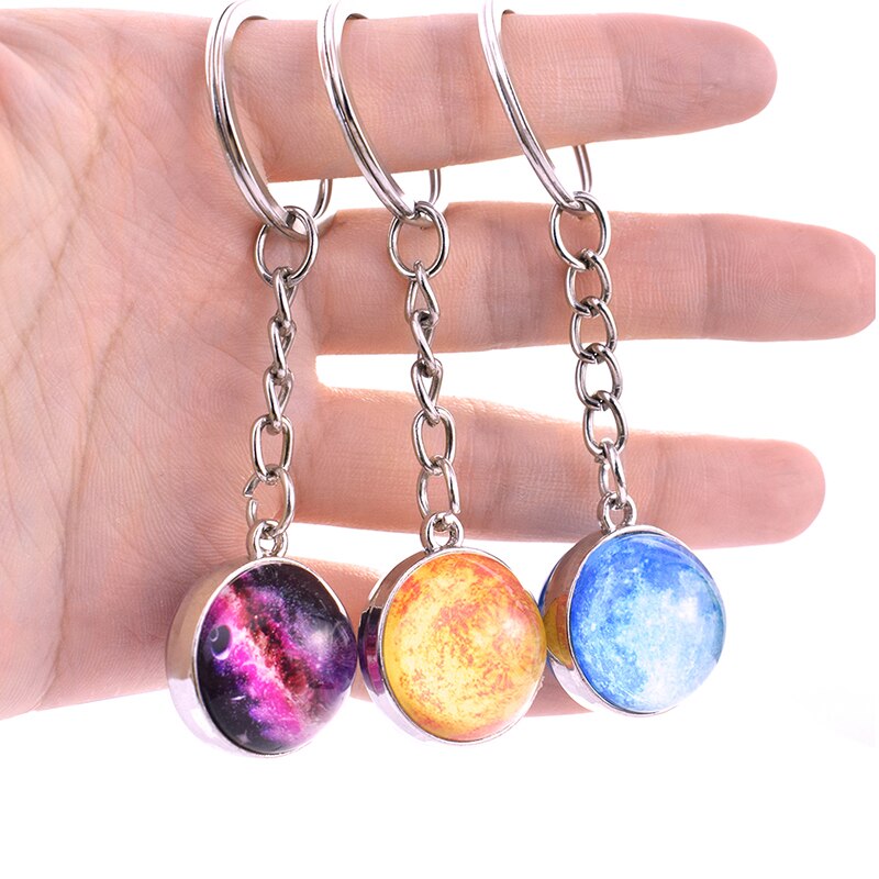 Dubbele Gezicht Glas Bal Sleutelhanger Handgemaakte Universe Galaxy Sterren Sleutelhanger Planet Hanger Sleutelhanger Sleutelhanger Outer Space Sieraden