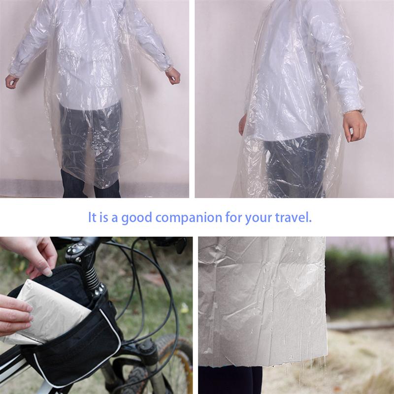 5 stk voksne regnfrakker engangs regnfrakke med hætte til udendørs rejse regnbetræk til motorcykel