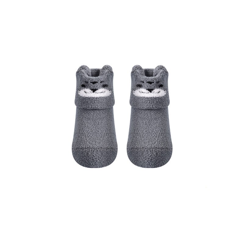 Autumn Winter Thick Soft Baby Girls Socks Coral Fleece Newborn Baby Socks Infant Baby Boy Socks Warm Slip-resistant Floor Socks: Gray / 0-1 years old