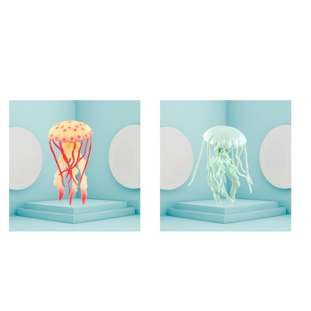 2 Pieces PVC Jellyfish Model Creatures Model Collection Preschool