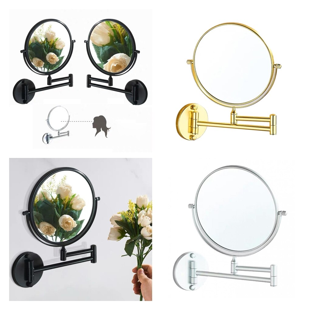 Wall Mount Makeup Beauty Mirror Double Sided Folding Swivel 10X Magnifying