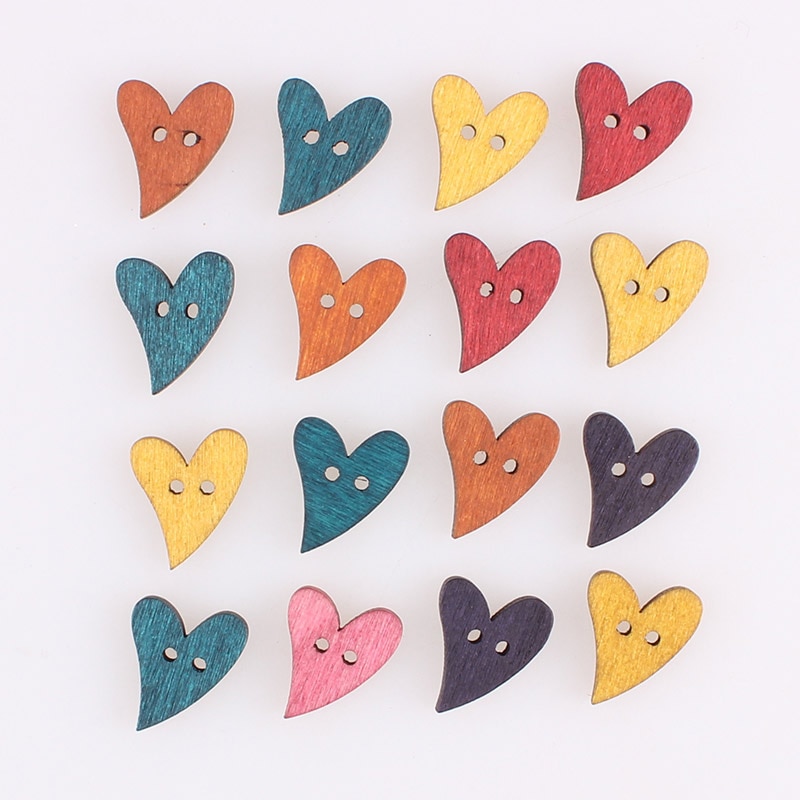Botones de corazón hechos a mano para ropa de niña, bricolaje, decoración, costura, manualidades, botones de costura, accesorios, 100 Uds.
