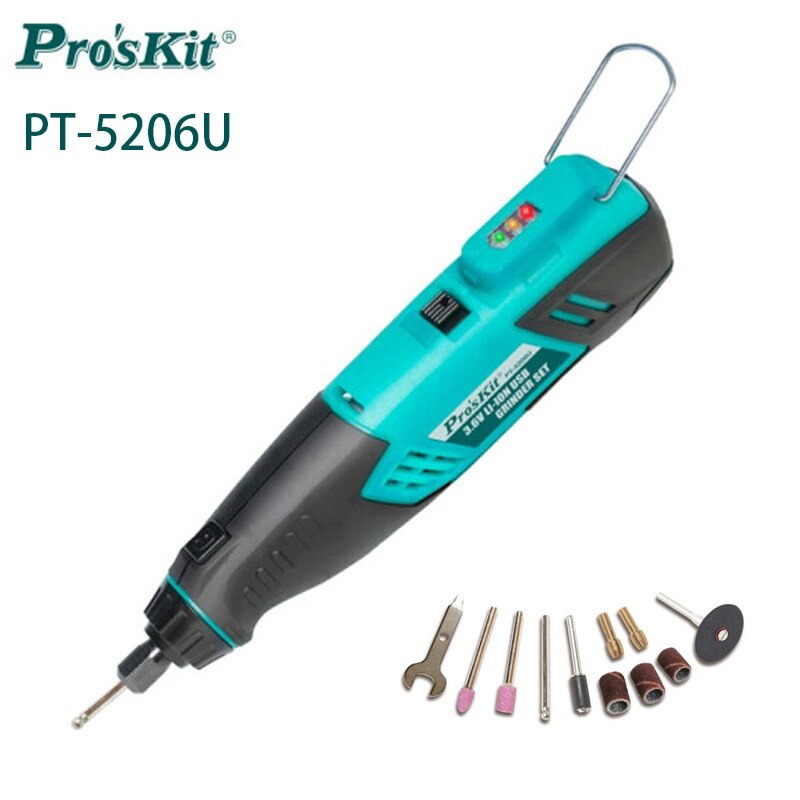 Proskit Mini Cordless Boor Graveur Elektrische Slijpmachine Usb Graveren Pen Met Accessoires Voor Dremel Rotary Power Tool: PT-5206U