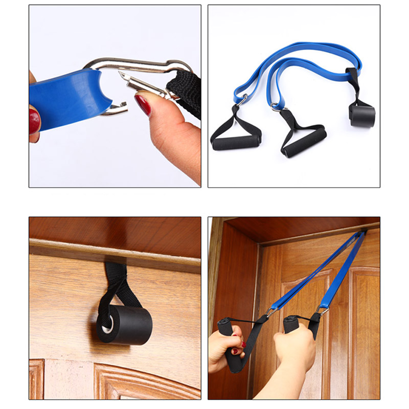 4pcs Pull Up Fitness Resistance Band Natural Latex Resistant Loop Bands Exercise Stretch Band with Door Anchor + Handles