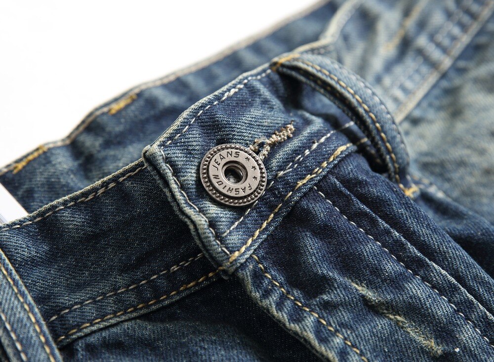 100% Cotton.Newly Men Jeans Blue Color Straight Fit Buttons Long Pants Top Balplein Brand Ripped Jeans Men29-42