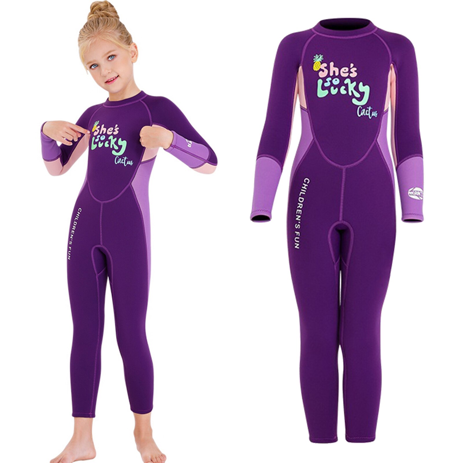 Kids Wetsuit - Long Sleeve - Neoprene - Cartoon Pattern - Girls