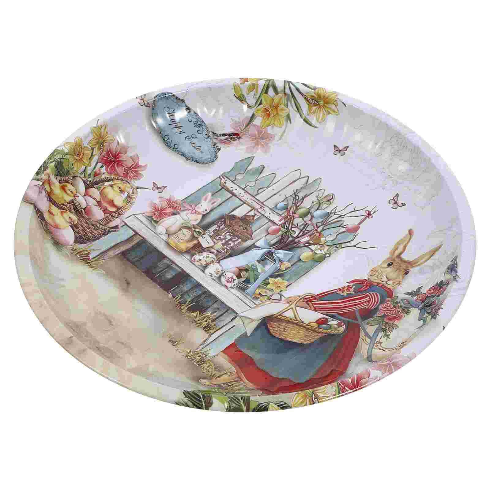 1 Pc Plate Easter Iron Plate Easter Bunny Fruit Plate Easter Fruit Serving Plate for Easter Home Desktop: Garden Rabbit Mother