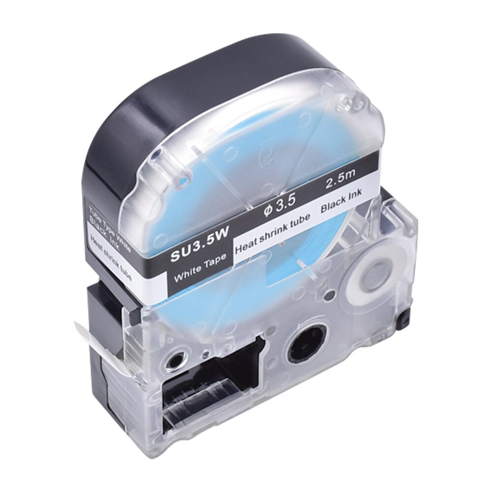 1PCS PUTY voor Epson SU3.5W Label Tape 3.5mm Zwart op Wit Krimpkous Label Tapes SU3.5W voor epson Label Printer Lint