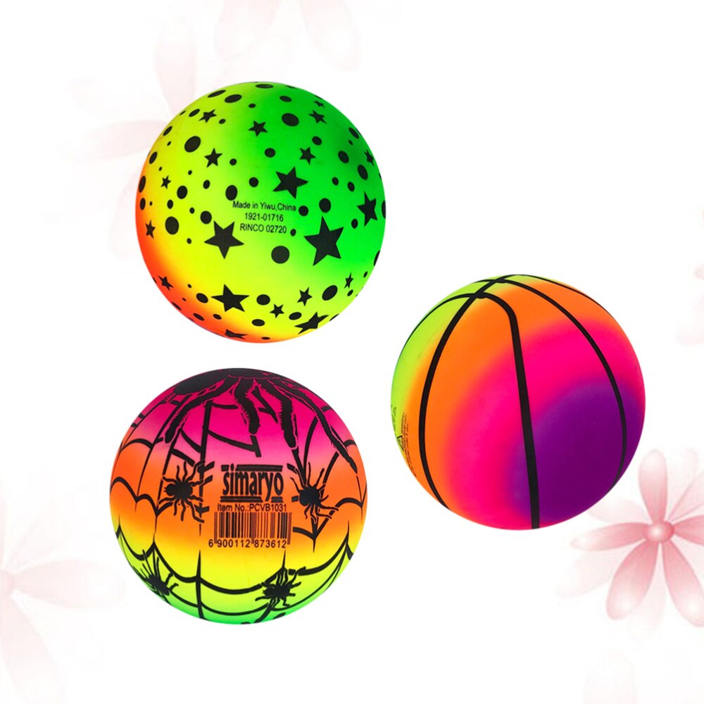 3 Pcs Rainbow Balls PVC Eco-friendly Children Flaping Balls Kickballs for Outdoor Playground