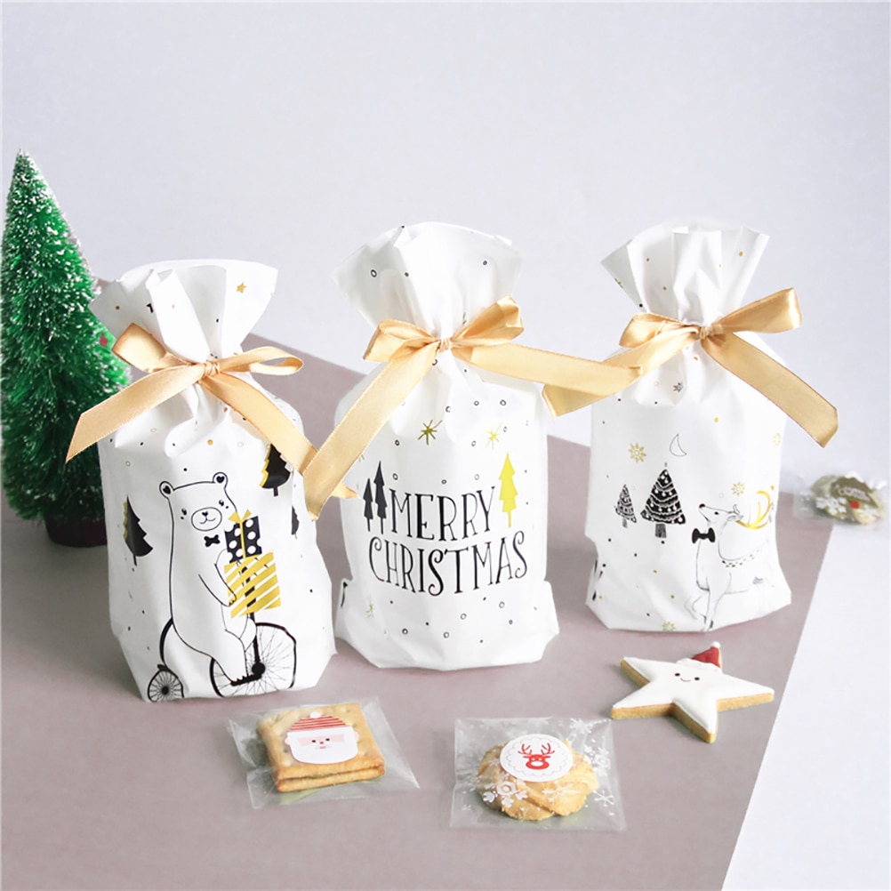 20 stk genanvendelige julesnøreposer slikpapir festposer rejseopbevaring lille julepose