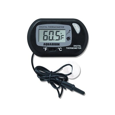 Aquarium Fish Tank Thermometer Reptiles Lizard Turtle Thermometer with Suction Cup Digital Dual Scale: Black