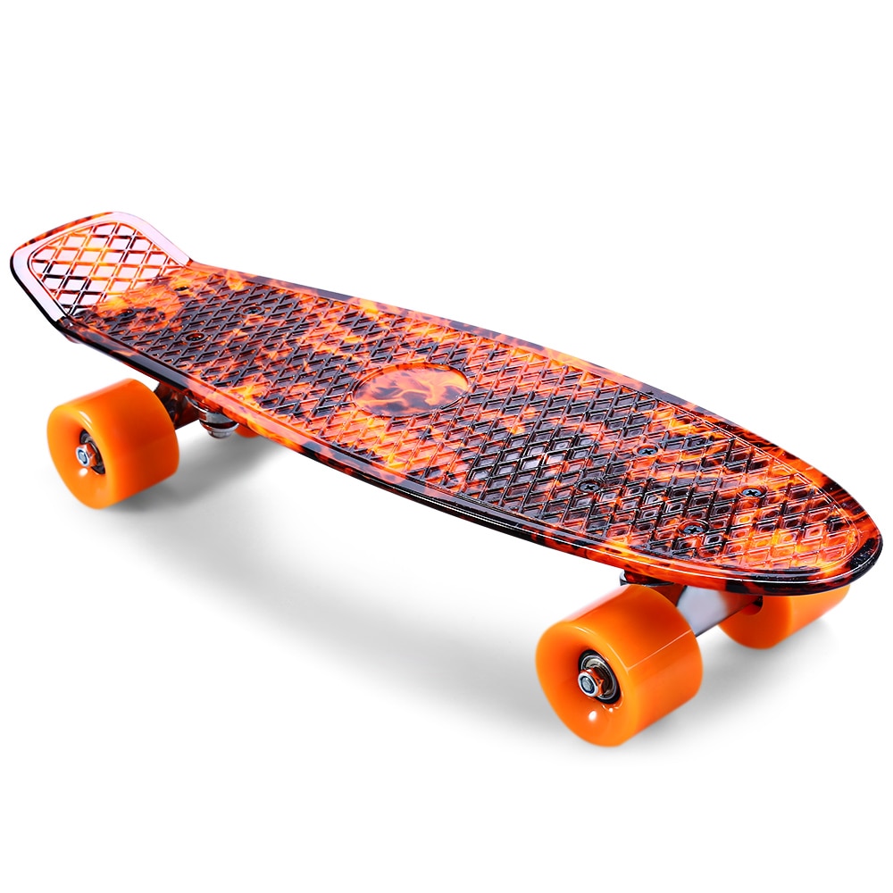 CL - 78 Four Wheels Printing Flame Pattern Skateboard Complete 22 Inch Retro Cruiser Longboard