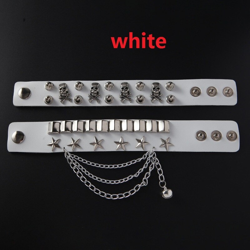 Multilayer Leather Skull Pentagram Bracelet Men's Bracelet with Chain Accessories Accessories Party Jewelry