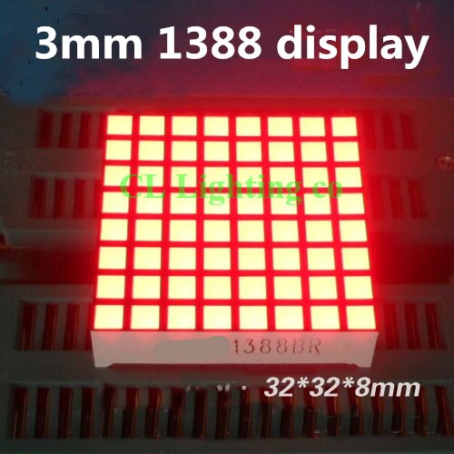 3mm LED Dot Matrix Display 16pin 8x8 3mm Red Common Anode led matrix 8*8 Square digital tube