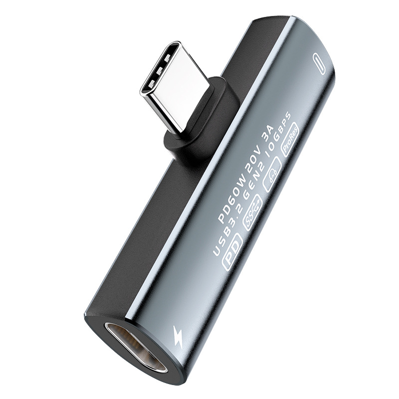PD 60W Fast Charging USB C Adapter Audio Converter, 2 in 1 Charging USB3.2 10Gbps Data Transfer Adapter For Phones And Tables: Default Title